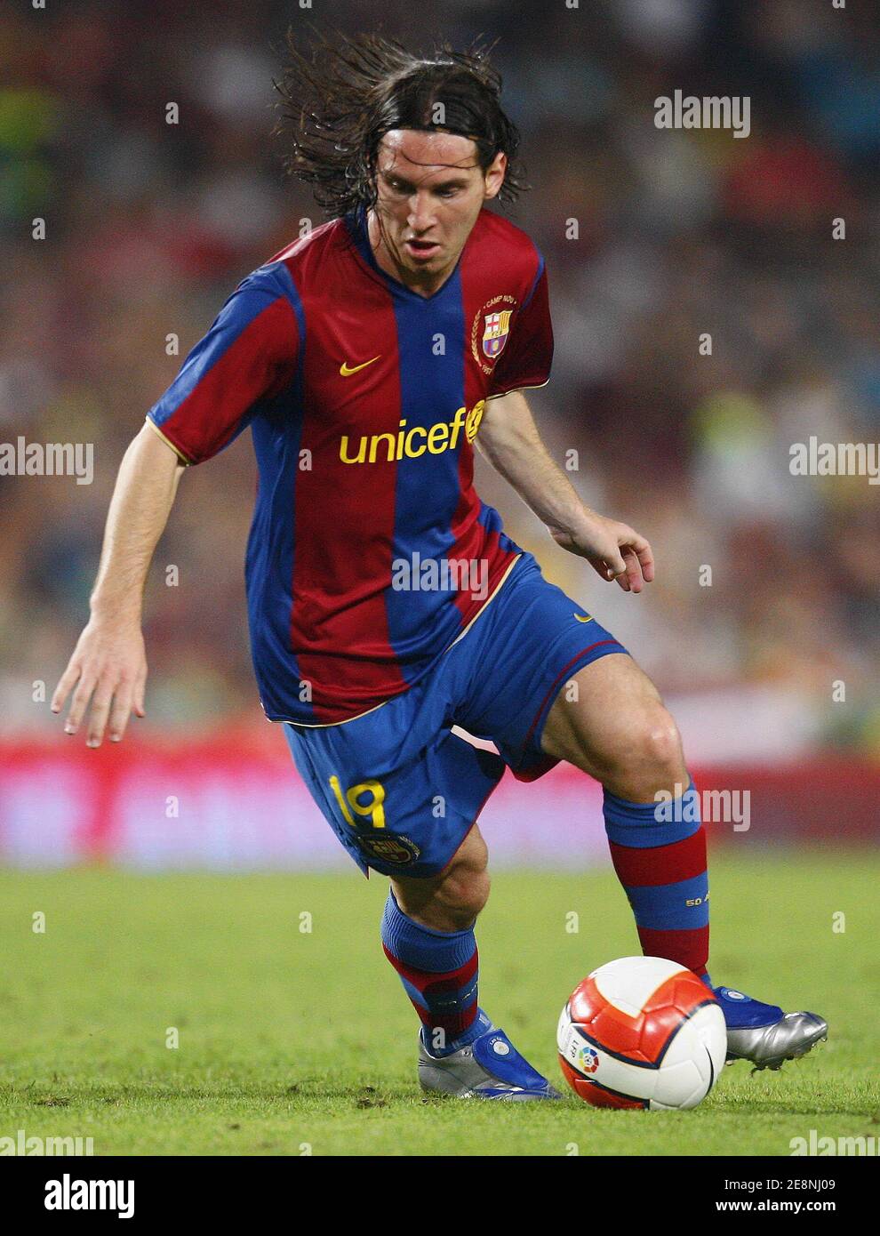 FC barcelona's Lionel Messi during the club's Joan Gamper Trophy match, FC  Barcelona vs Inter Milan at the Camp Nou stadium in Barcelona, Spain on  August 29, 2007. Barcelona won 5-0. Photo