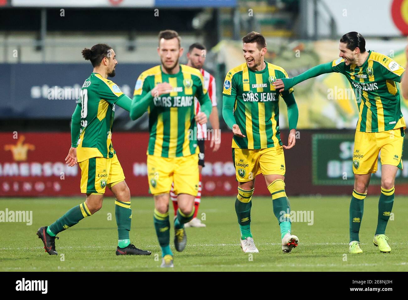 DEN HAAG, NETHERLANDS - JANUARY 31: Players of ADO Den Haag celebrating the  goal, Tomislav Gomelt of ADO Den Haag during the Dutch Eredivisie match be  Stock Photo - Alamy
