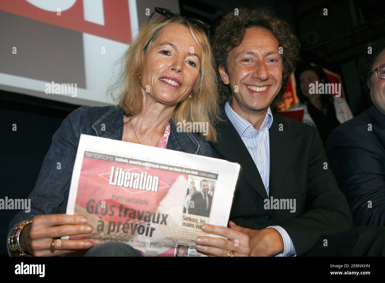 Laure Adler and Stephane Bern attend the annual press conference of French radio  station France Inter held at the Maison de la Radio in Paris, France on  August 31, 2007. Photo by