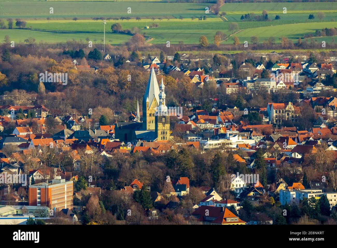 Luftbild, Innenstadtansicht, Altstadt, St. Petri Kirche Alde Kerke, St. Patrokli-Dom, Soest, Soester Börde, Nordrhein-Westfalen, Deutschland, Andachts Stock Photo