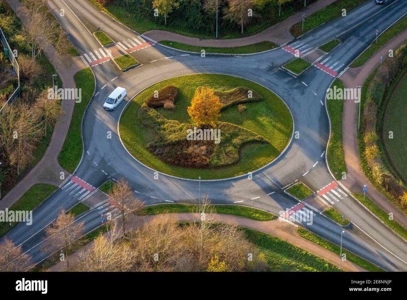 Aerial view, New roundabout Danziger Ring, Oestinghauser Straße, Soest