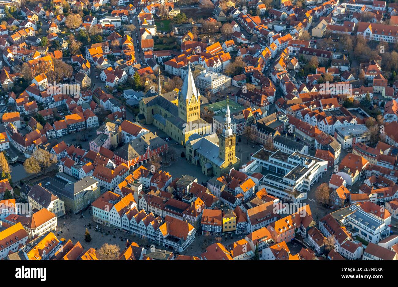 Aerial view, City centre view, Old town, St. Petri Church Alde Kerke, St. Patrokli-Dom, Soest, Soester Börde, North Rhine-Westphalia, Germany, place o Stock Photo