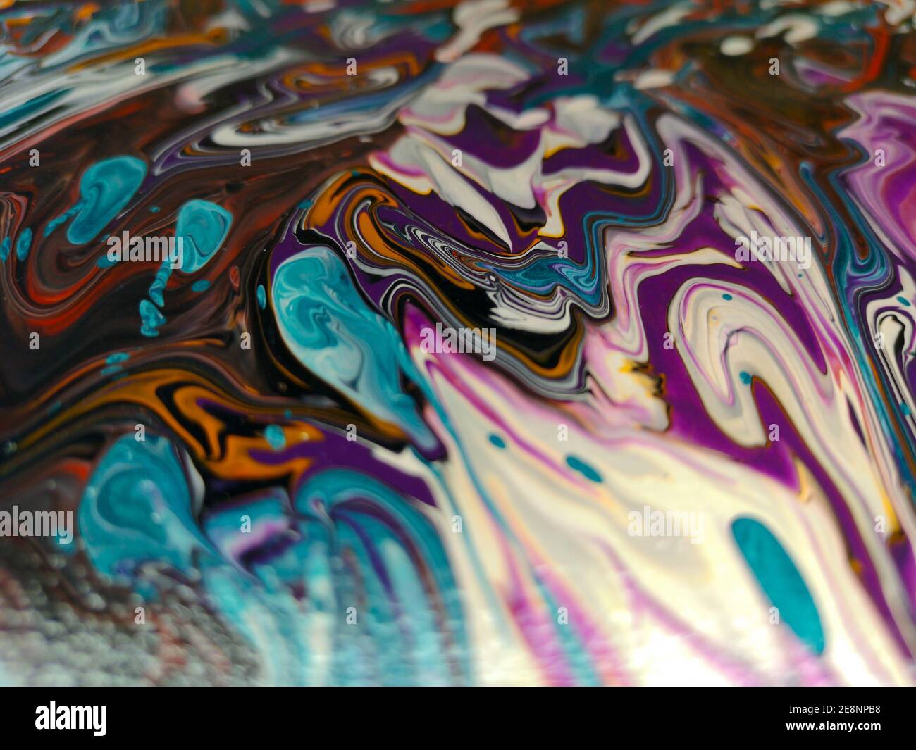 Fluid Art Texture Vibrant Wall With Liquid Acrylic Paint Effect