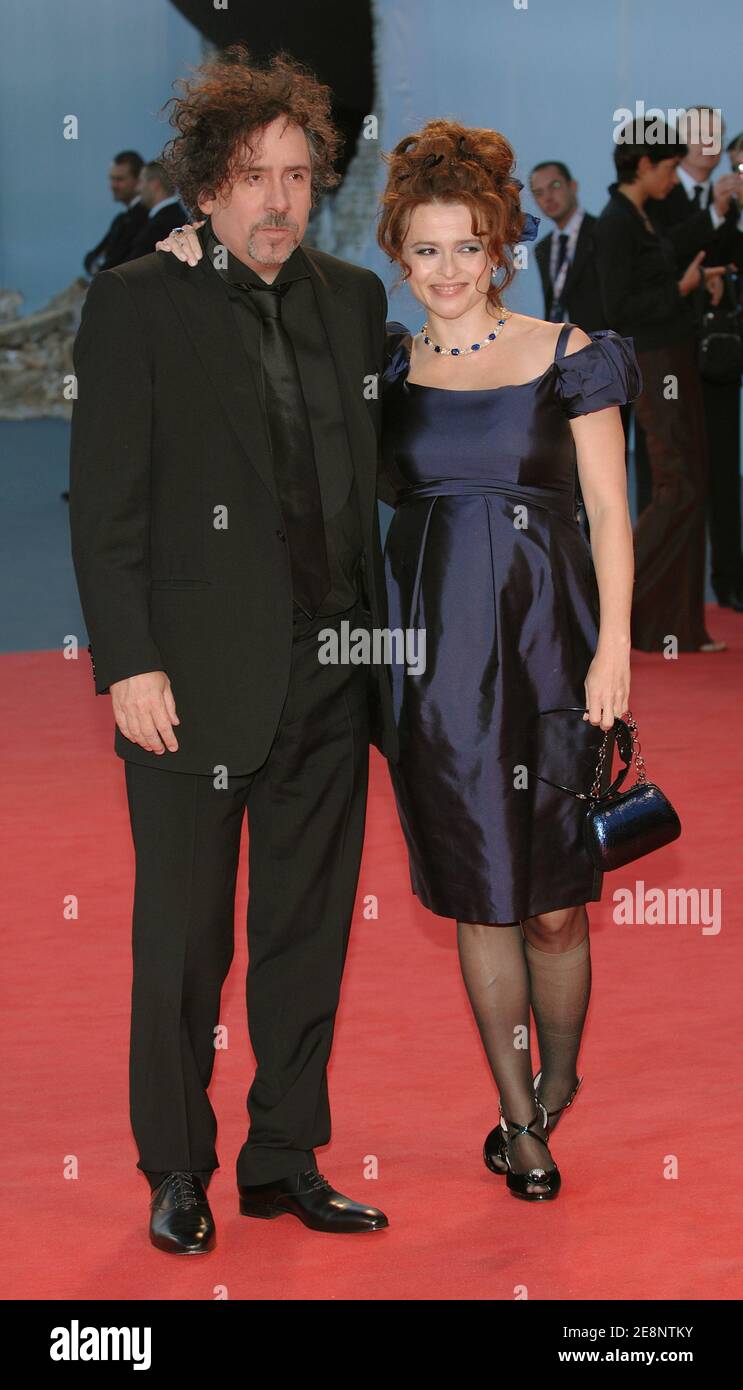 British director Tim Burton and his wife pregnant British actress