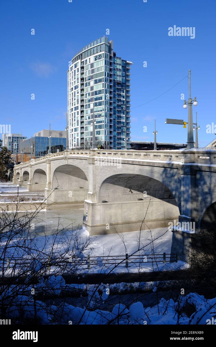 The apartment building at Lansdowne behind the Bank Street Bridge on a