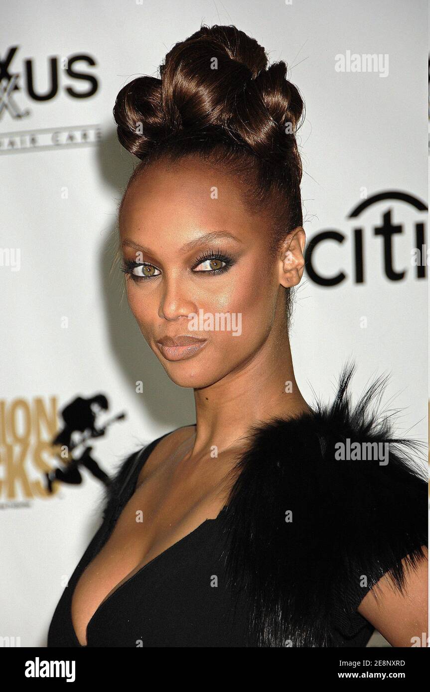 Tyra Banks, wearing Prada arriving for the 4th Annual Fashion Rocks Concert  hosted by Conde Nast at Radio City Music Hall in New York City, USA on  Thursday, September 6, 2007. Photo