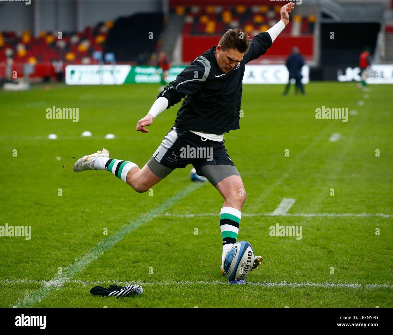 BRENTFORD, ENGLAND - JANUARY 31: Toby Flood of Newcastle Falcons during warm up during Gallagher Premiership between London Irish and Newcastle Flacons at Brentford Community Stadium, Brentford, UK on 31st January 2021 Credit: Action Foto Sport/Alamy Live News Stock Photo