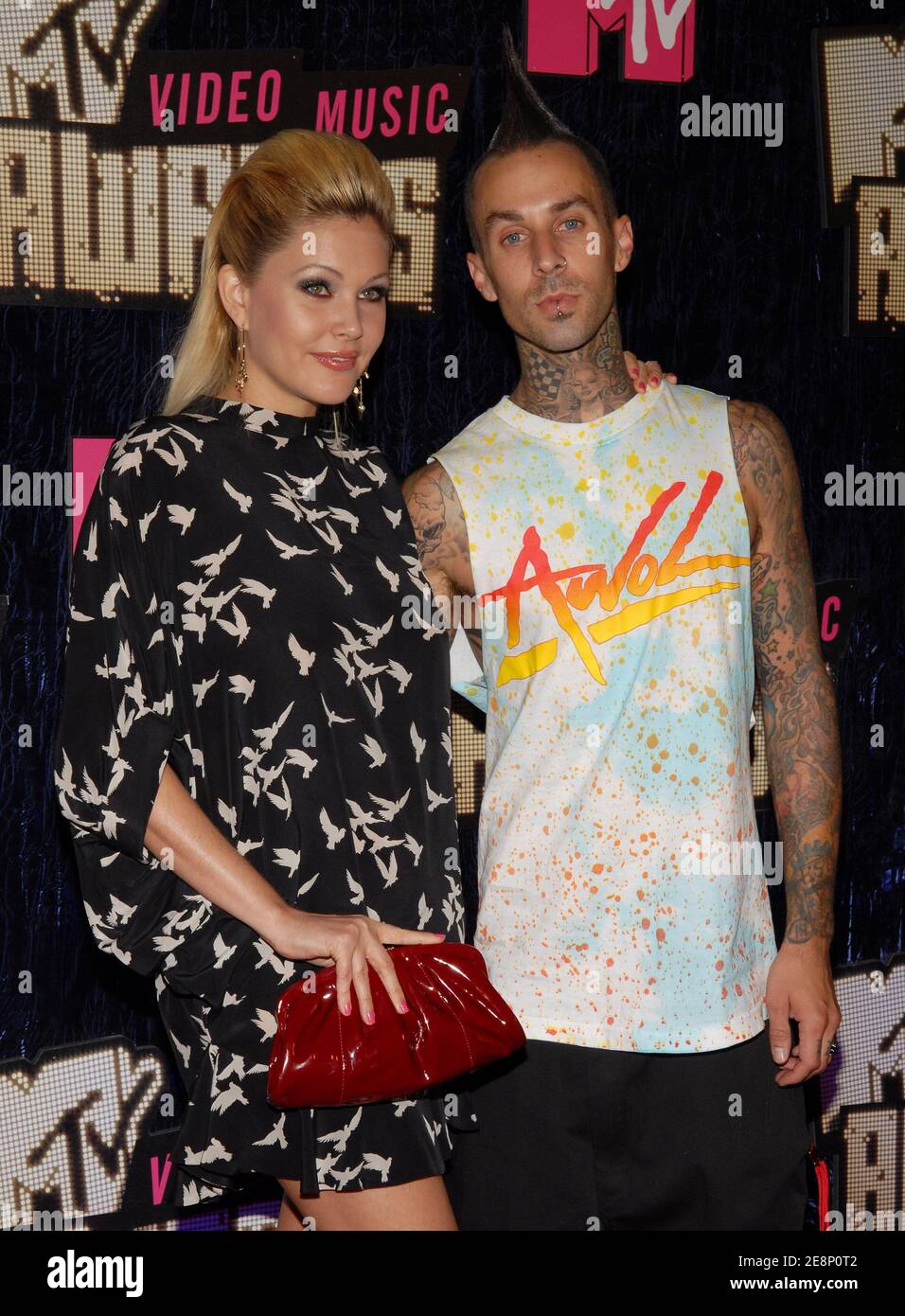 Shanna Moakler and musician Travis Barker attend the 2007 MTV Video Music Awards held at the Palms Casino Resort in Las Vegas, NV, USA on September 9, 2007. Photo by Lionel Hahn/ABACAPRESS.COM Stock Photo