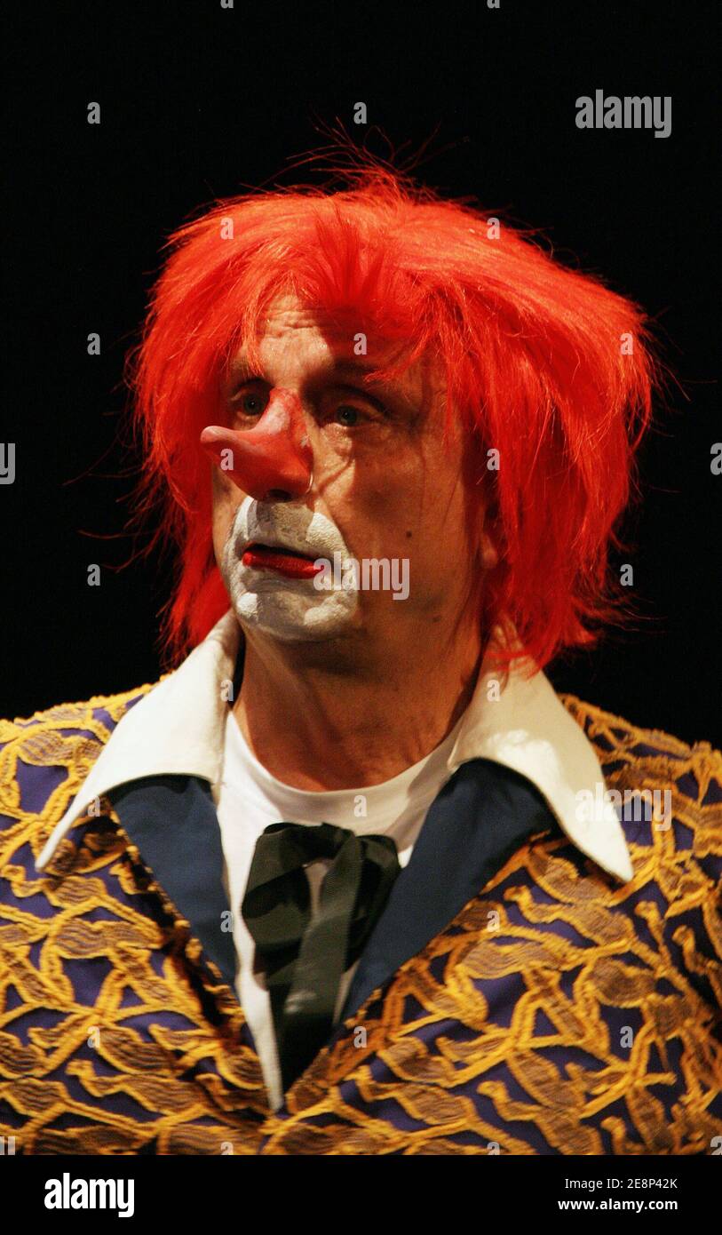 French actor Gerard Desarthe performs on stage during the curtain call of 'Les  Chaussettes' at the