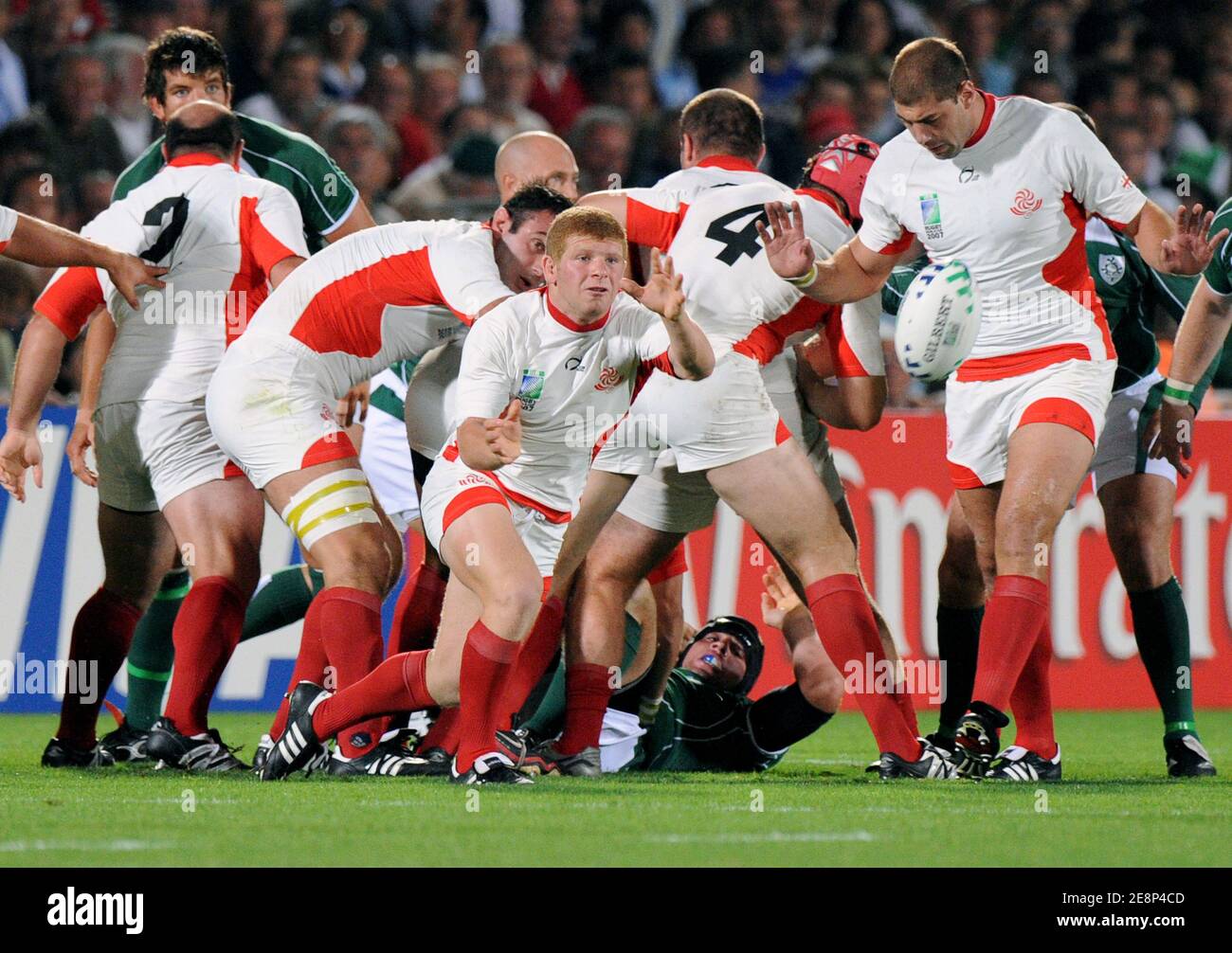 Georgia's Giorgi Chkhaidze during the IRB Rugby World Cup 2007, Pool D, Ireland vs Georgia at the Chaban Delmas Stadium in Bordeaux, France on September 15, 2007. Photo by Nicolas Gouhier/Cameleon/ABACAPRESS.COM Stock Photo