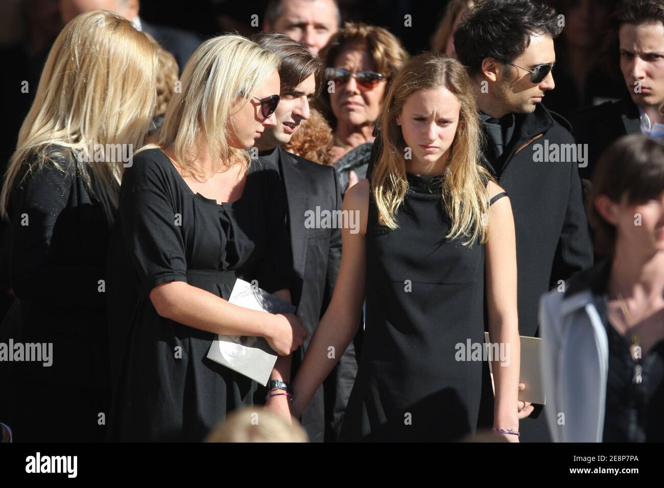 His daughters Jeanne-Marie, Judith Martin and Juliette leave Saint-Jean Cathedral Justice minister Rachida Dati, after the funeral mass of her former husband, TV anchor Jacques Martin, in Lyon, France on September 20, 2007. Photo by Bernard-Dargent-Khayat-Nebinger/ABACAPRESS.COM Stock Photo