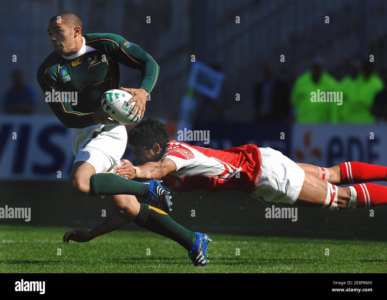 South Africa's Bryan Habana during the IRB Rugby World Cup 2007, Pool A,  South Africa vs Tonga at the Bollaert stadium in Lens, France on September  22, 2007. Photo by Christophe Guibbaud/Cameleon/ABACAPRESS.COM
