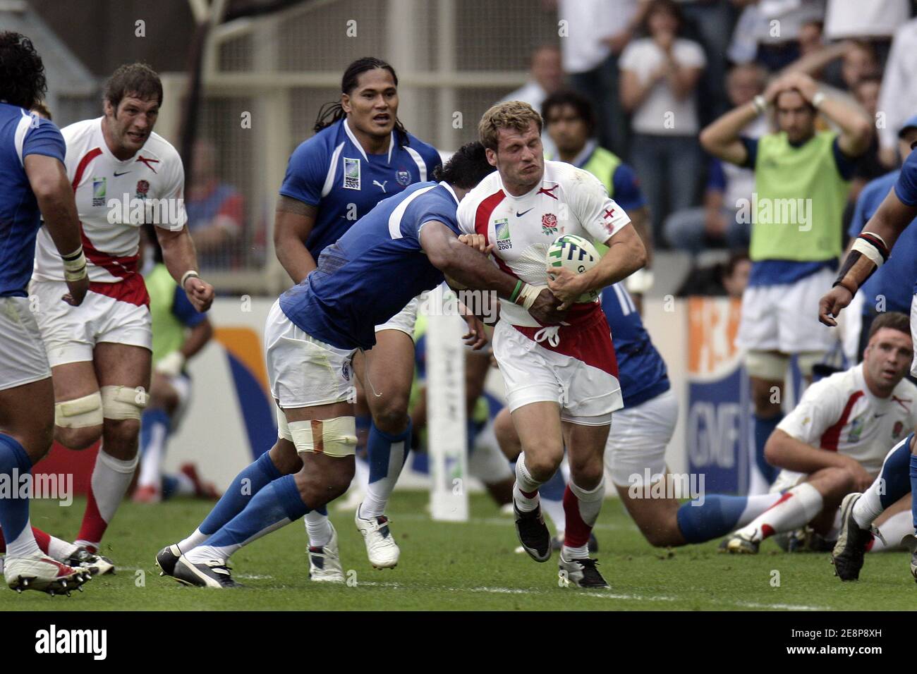 England's Mark Cueto during the IRB Rugby World Cup 2007, Pool A, England vs Samoa at the 'La Beajoire' stadium in Nantes, France on September 22, 2007. Photo by Stuart Morton/ABACAPRESS.COM Stock Photo