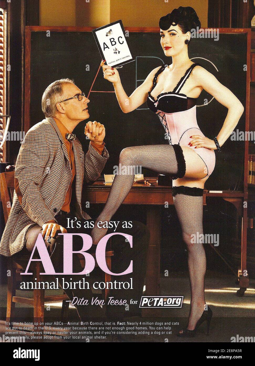 Dita Von Teese unveils her new ad for PETA that urges people to brush up on their 'ABCs' - Animal Birth Control - by having their cats and dogs spayed or neutered, in Los Angeles, CA, USA on September 24, 2007. Photo by Lionel Hahn/ABACAPRESS.COM Stock Photo