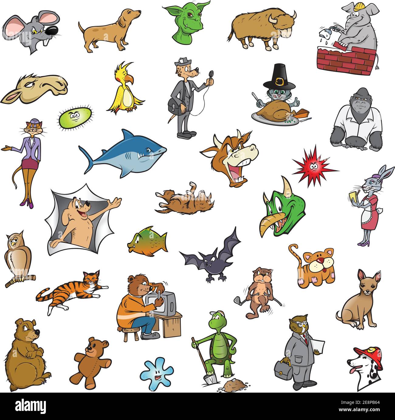 vector illustrations of a random cartoon animal collection 2 Stock Vector