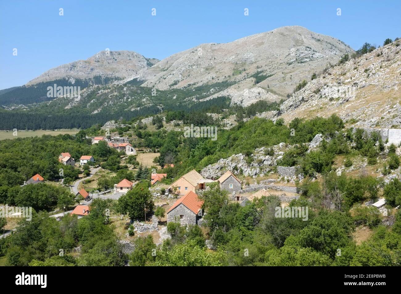 Njegusi is a village within the Lovcen National Park, Montenegro. The village is best known as the birthplace of the Petrovic dynasty Stock Photo