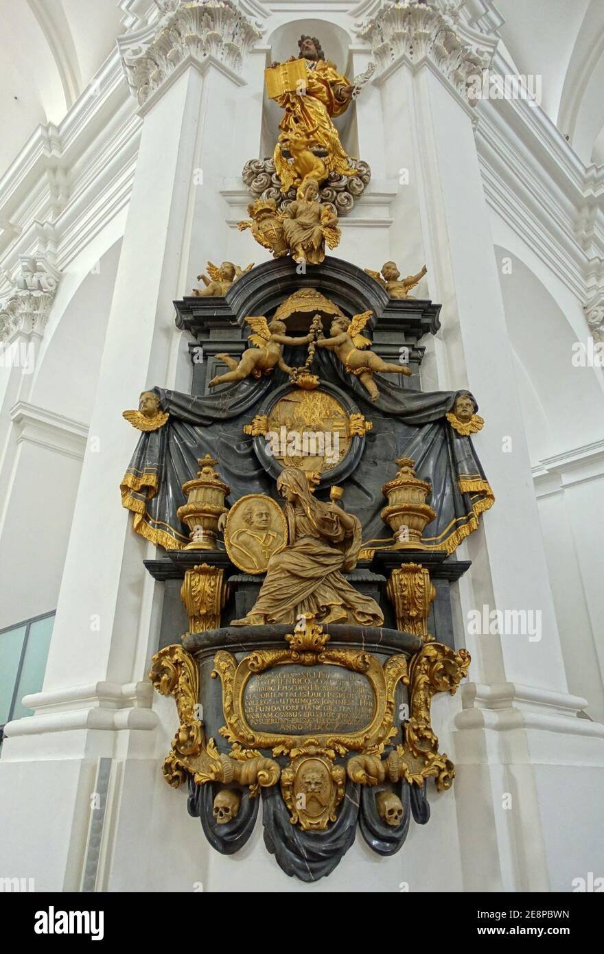 Monument to Bishop Henry I by Johann Balthasar Esterbauer, 1706 - Stift Haug - Neumünster - Würzburg, Germany - Stock Photo