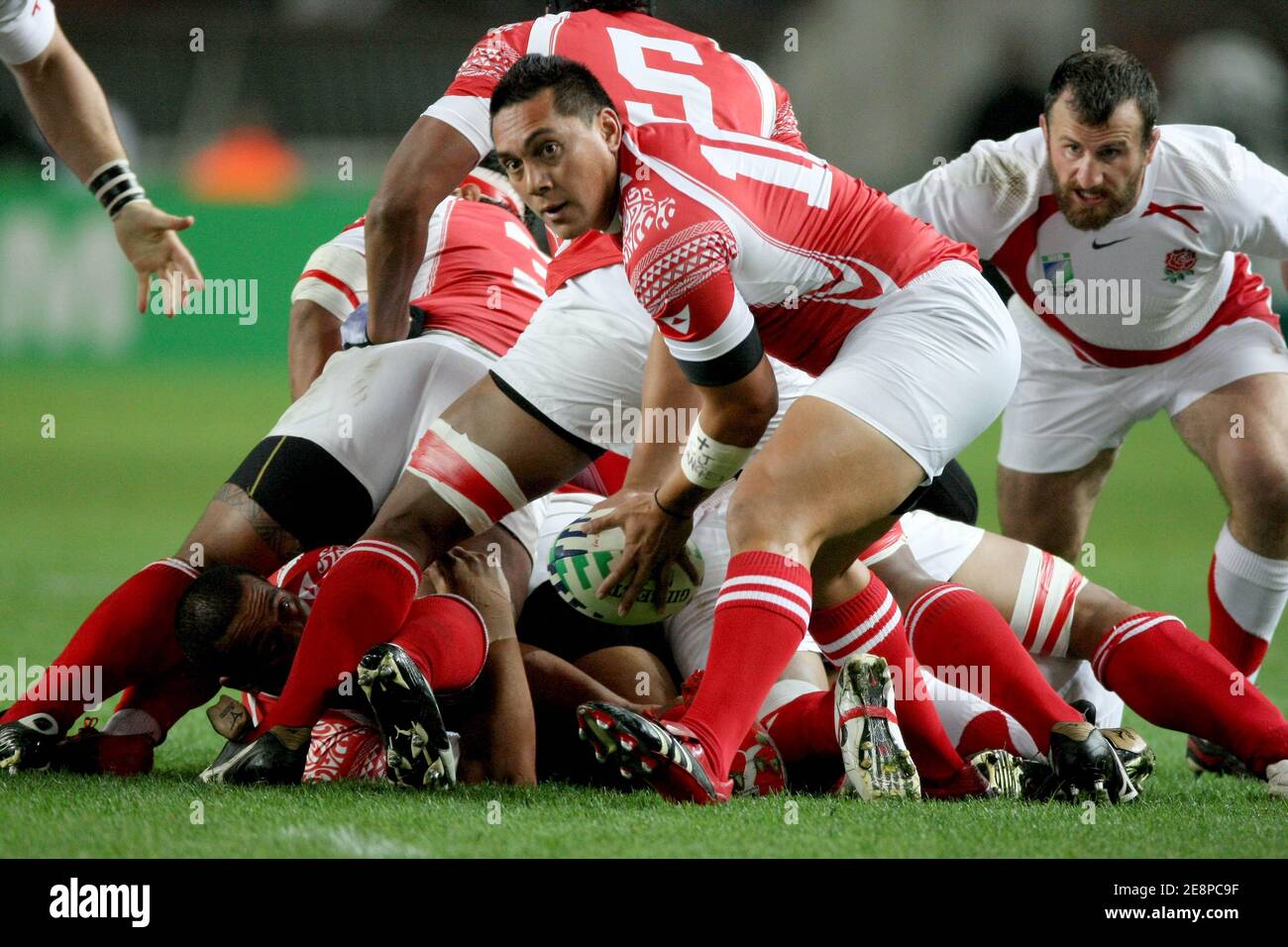 Tonga's Pierre Hola during the IRB Rugby World Cup 2007, Pool A, England vs  Tonga in Paris at the Parc de Prince in Paris, France on September 28,  2007. Photo by Morton-Nebinger/Cameleon/ABACAPRESS.COM