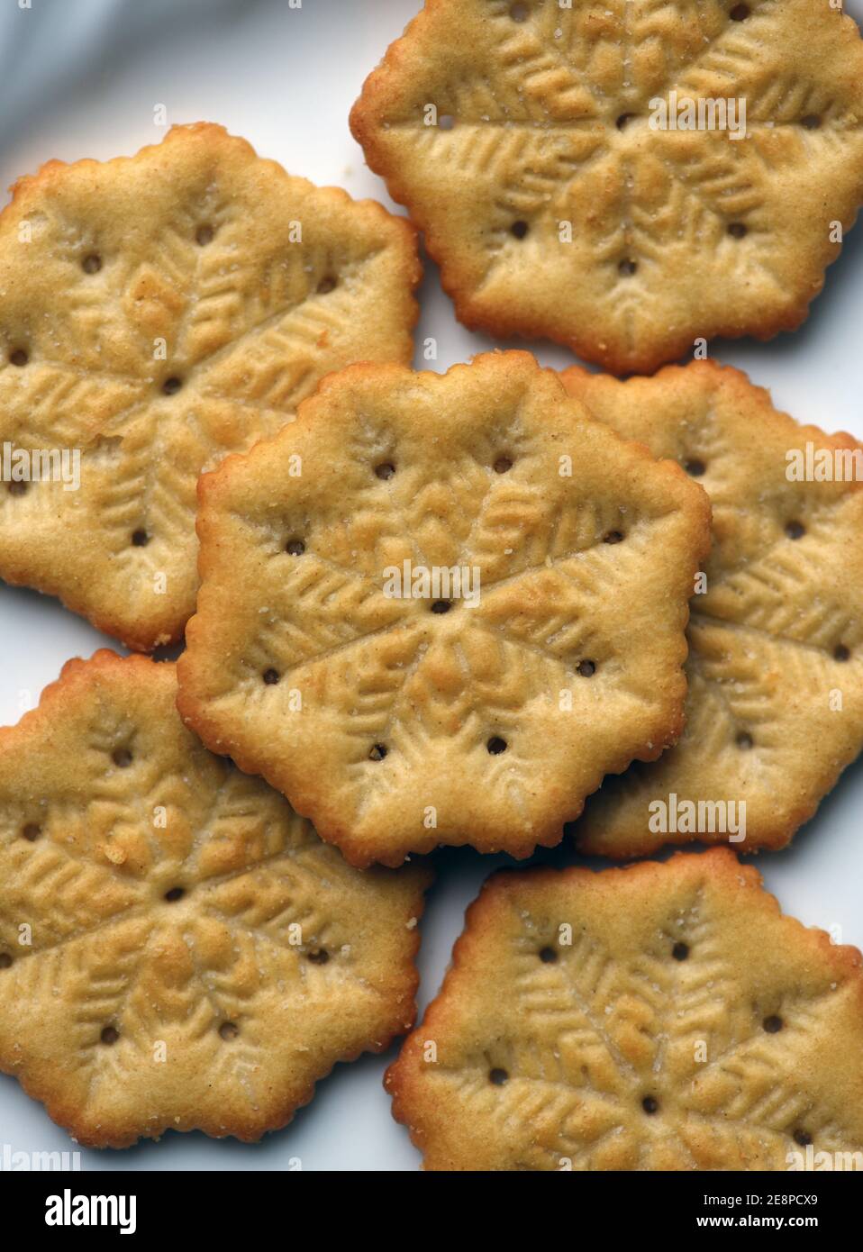 Christie’s Ritz brand snowflake printed and flower shaped crackers for Christmas seasonal snacks. Stock Photo