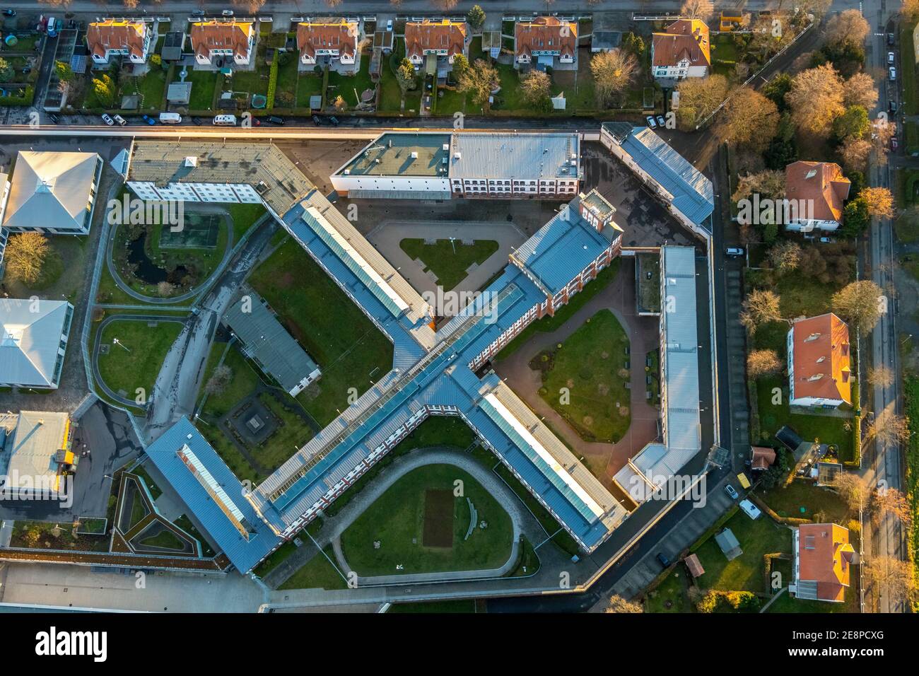 Aerial view, Werl Prison, Werl, North Rhine-Westphalia, Germany, Arrest, Belgische Straße, DE, Europe, deprivation of liberty, imprisonment, prison, c Stock Photo