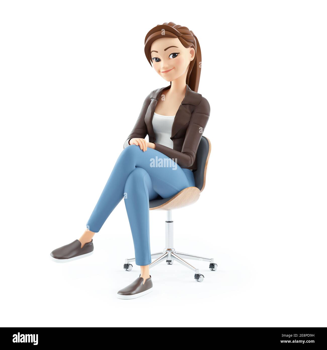 Download A 3d Model Of A Girl Sitting On A Bench Wallpaper