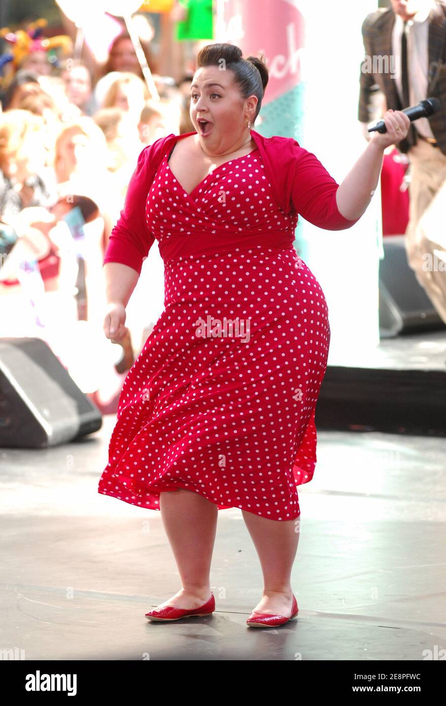 Actress Nikki Blonsky from the cast of Hairspray performs live on NBC's "Today" Show Summer Concert Series at Rockefeller Plaza on Friday, July 20, 2007 in New York City, New York. (Pictured: Nikki Blonsky, Hairspray) Photo by Gregorio Binuya/ABACAUSA.COM Stock Photo