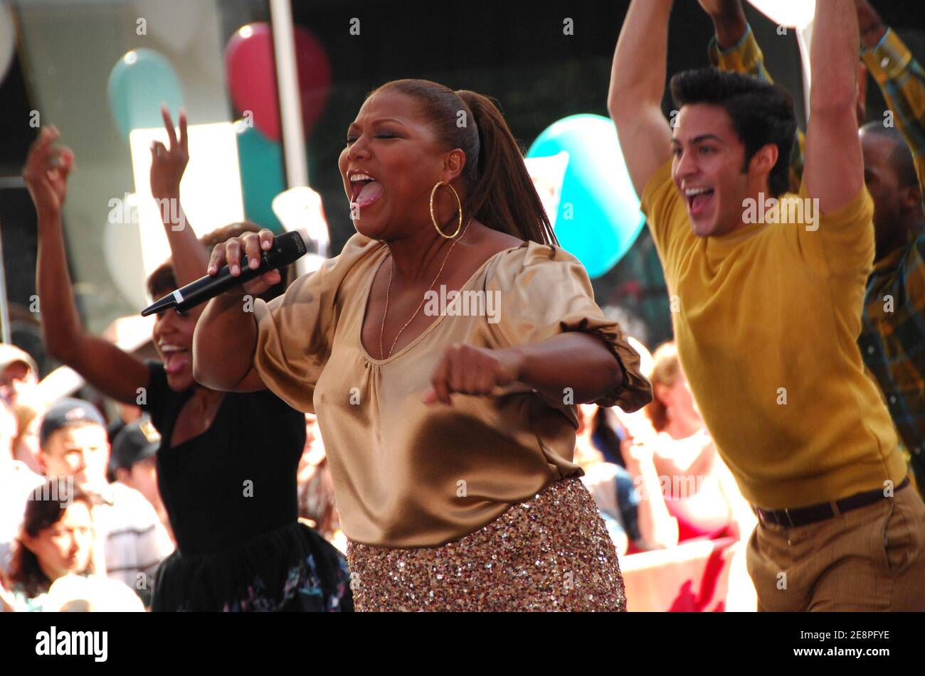 Actress Queen Latifah from the cast of Hairspray performs live on NBC's