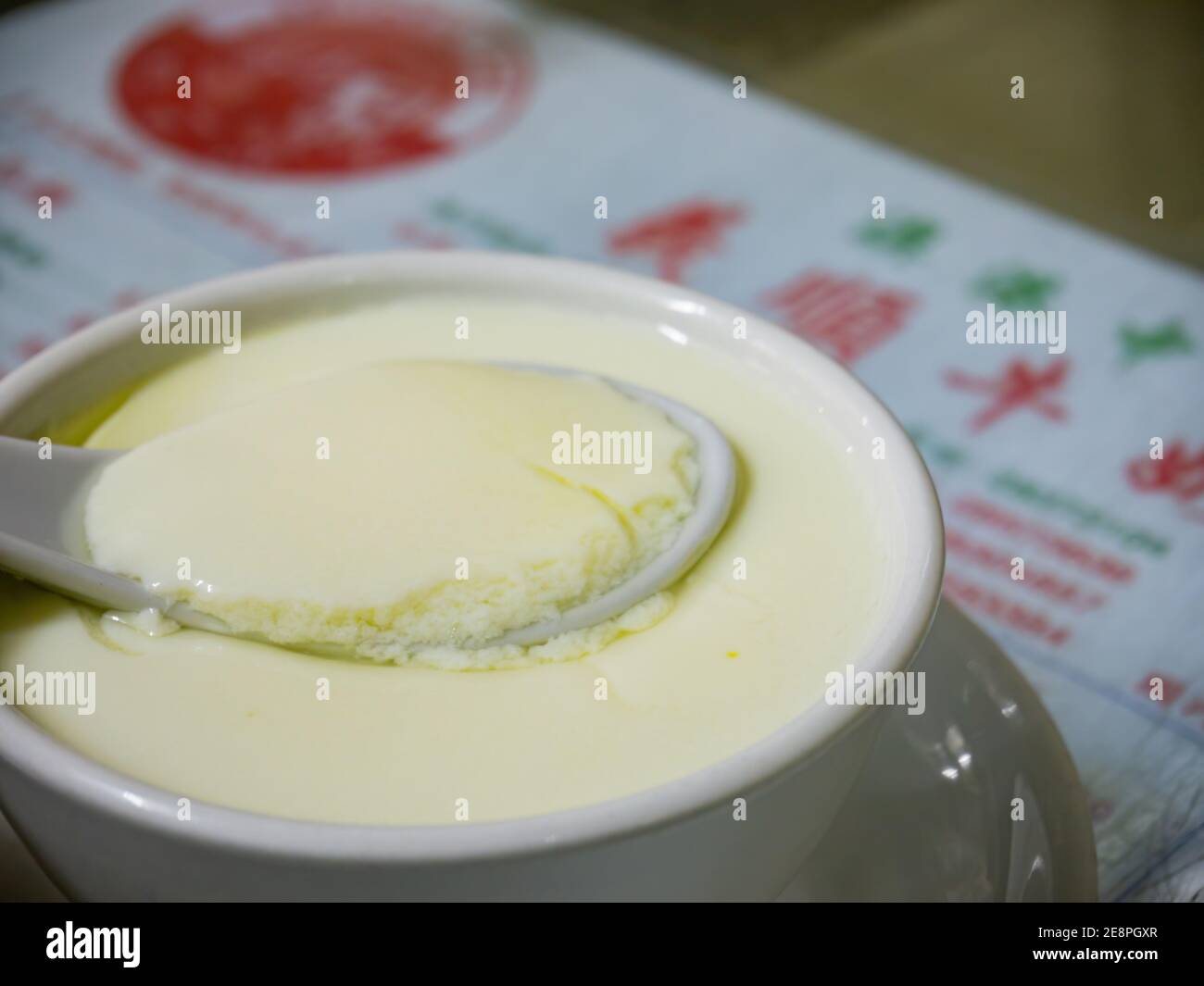 Macau, JAN 22, 2012 - Close up shot of the Delicious Steamed milk custard Stock Photo