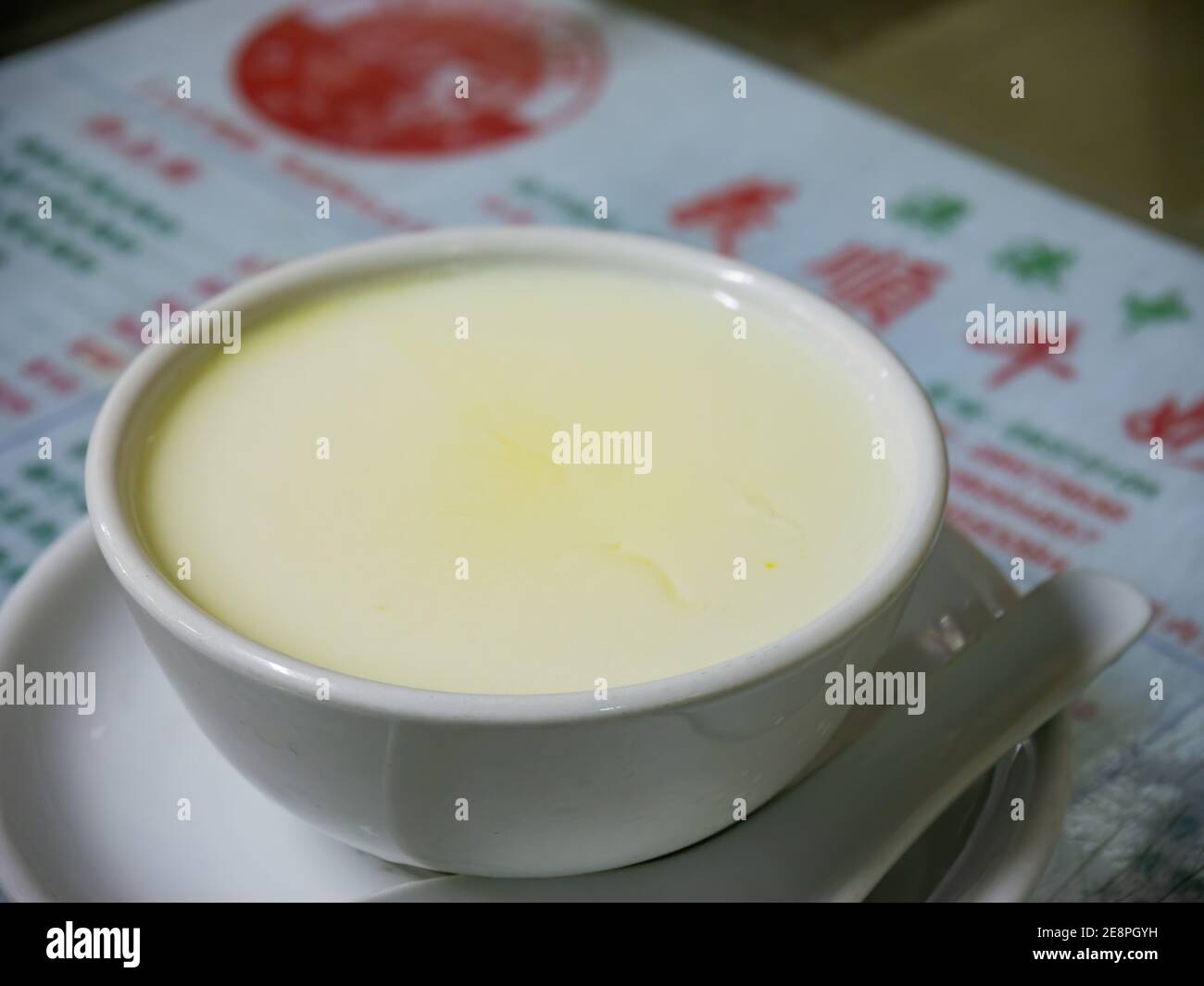 Macau, JAN 22, 2012 - Close up shot of the Delicious Steamed milk custard Stock Photo