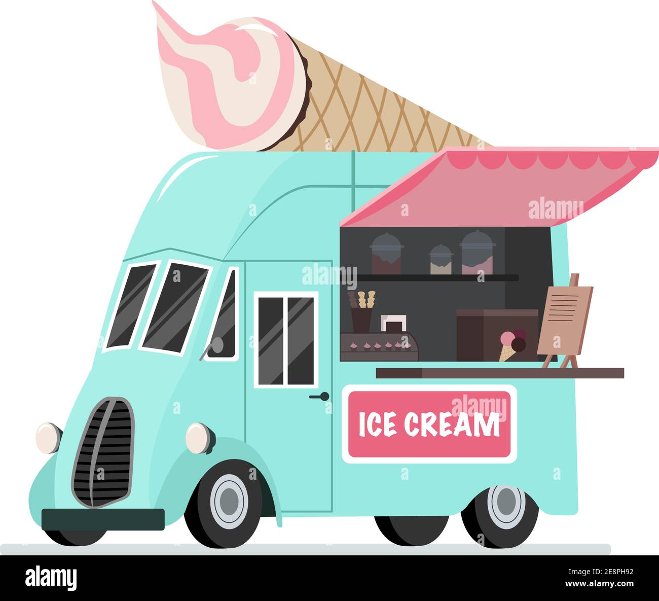 Ice cream cart. Cartoon street food icon Stock Vector Image & Art - Alamy