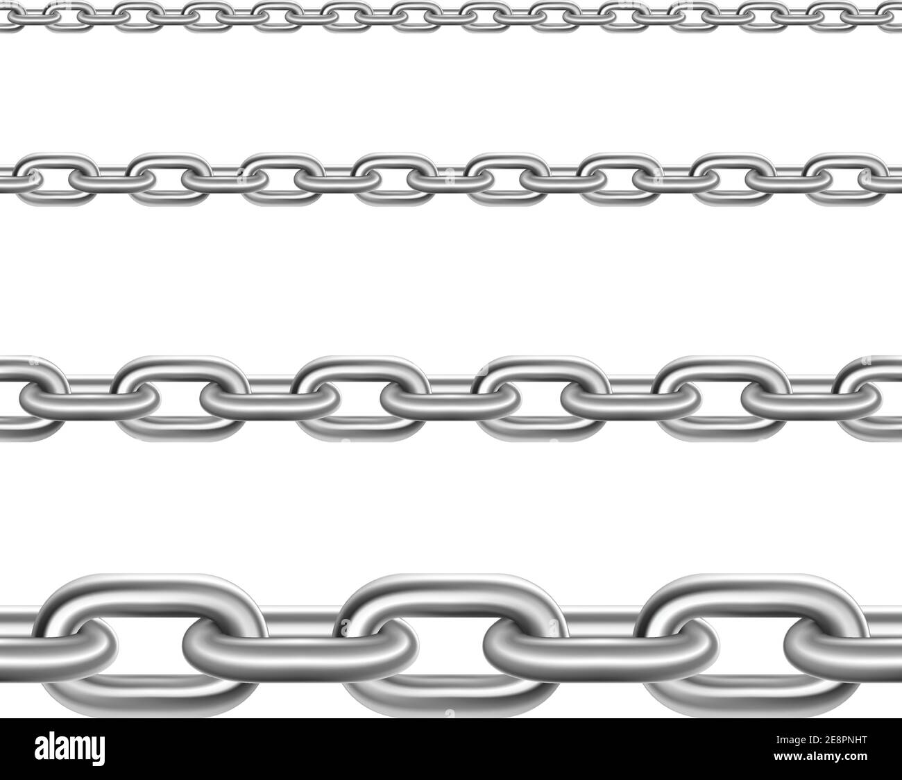 Stainless metal broad and thin steel realistic chains fragments