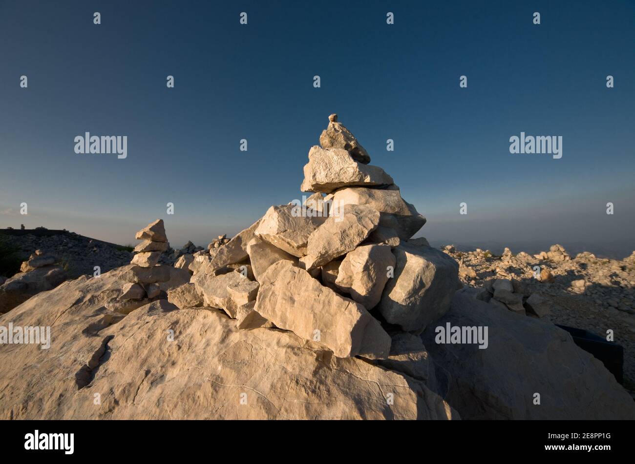 piled stones in the Njegos's Mausoleum of Lovcen National Park - Montenegro Stock Photo