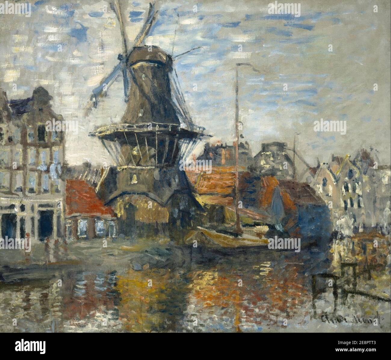 Claude Monet - The Windmill on the Onbekende Gracht, Amsterdam Stock Photo