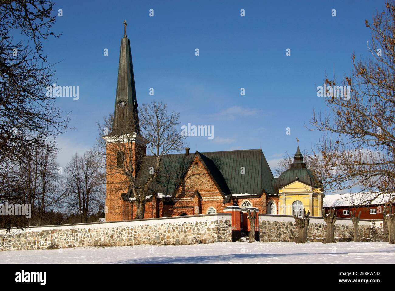 Ängsö church, Västerås, Sweden in the winter Stock Photo