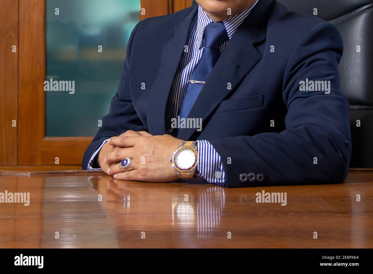 portrait of a man wearing a suit for a formal event. government shirts for important state meetings or gatherings Stock Photo