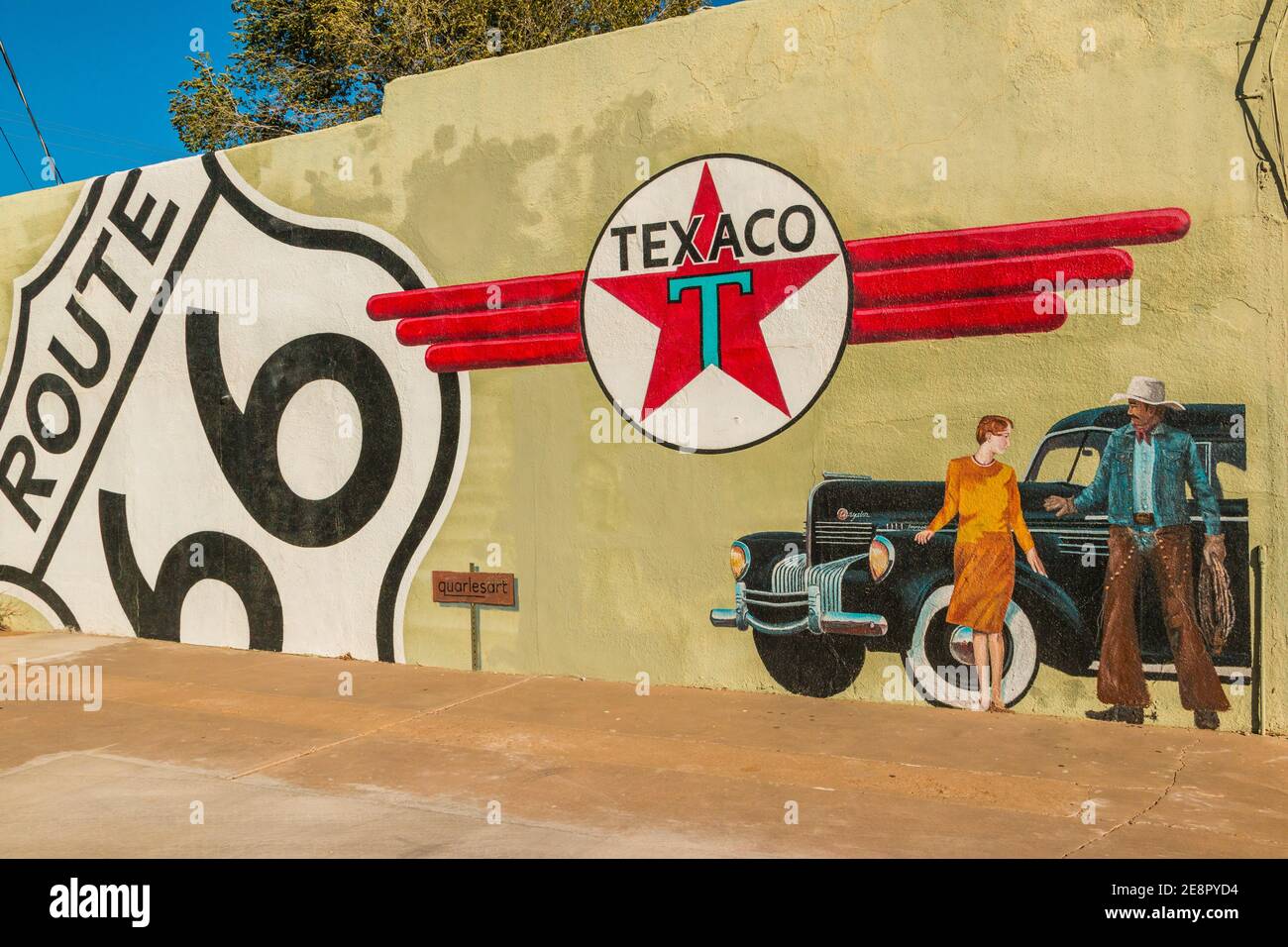 The 'Tucumcari in the Land of Enchantment' Mural, Tucumcari, New Mexico, USA Stock Photo