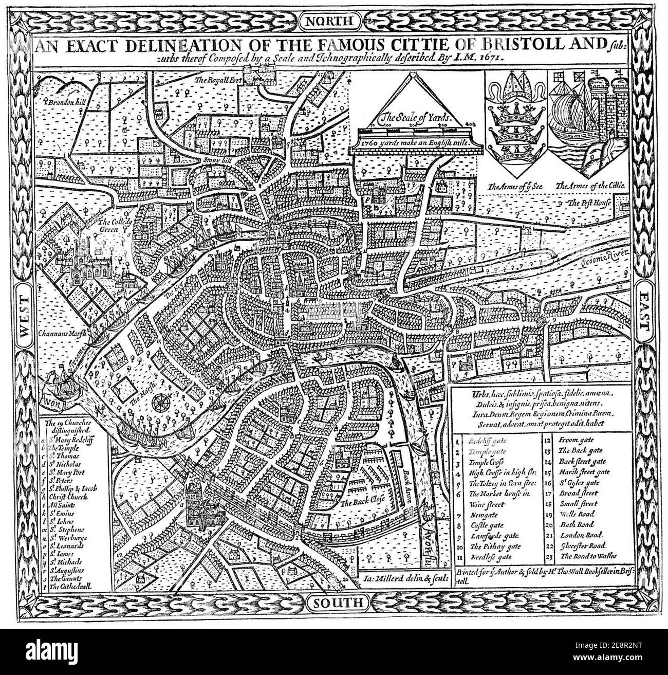 Millerd's Map of Bristol. Stock Photo