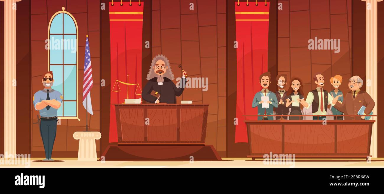 American court of law judicial legal proceedings in courthouse with