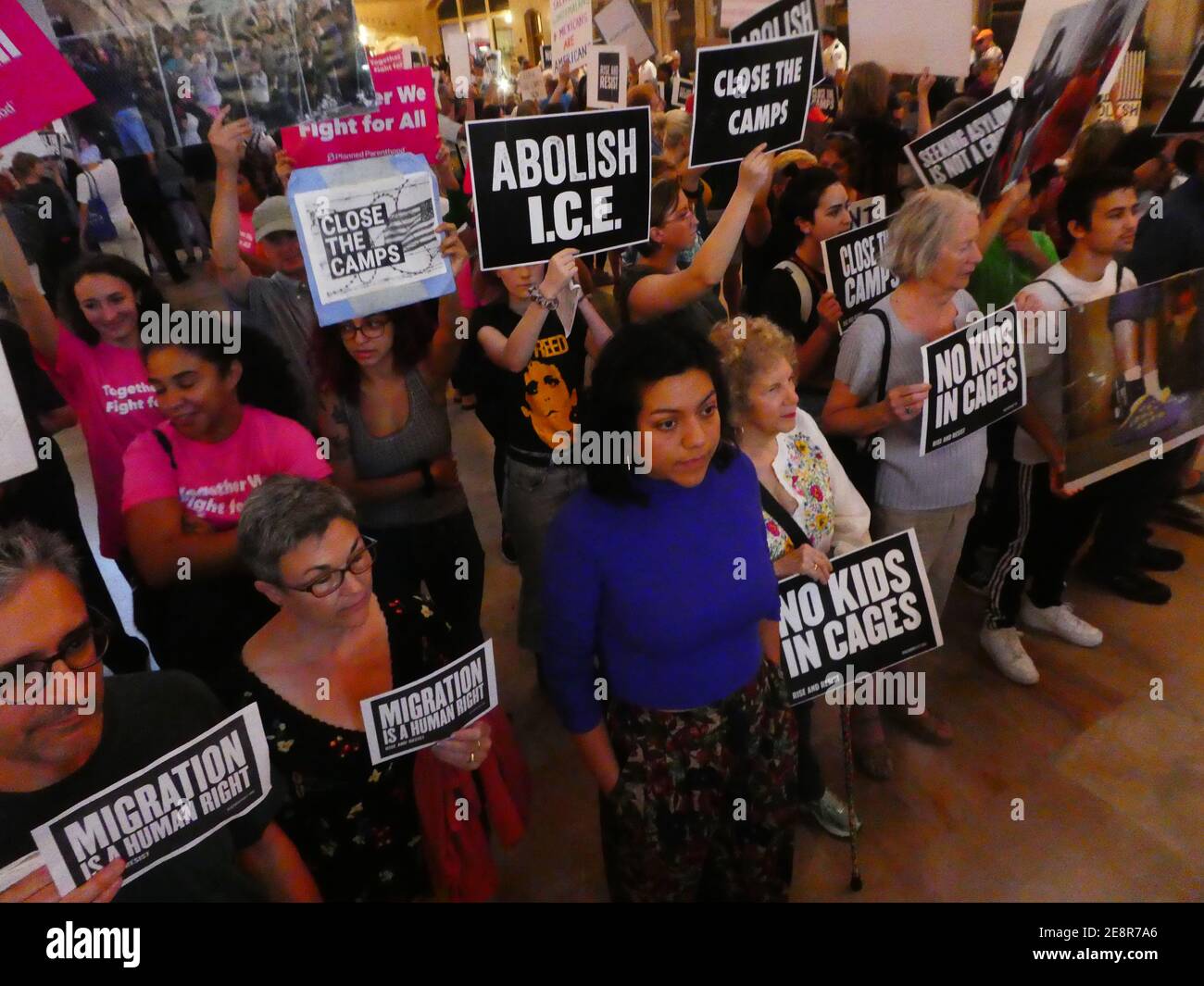 Abolish ICE Woman Stock Photo