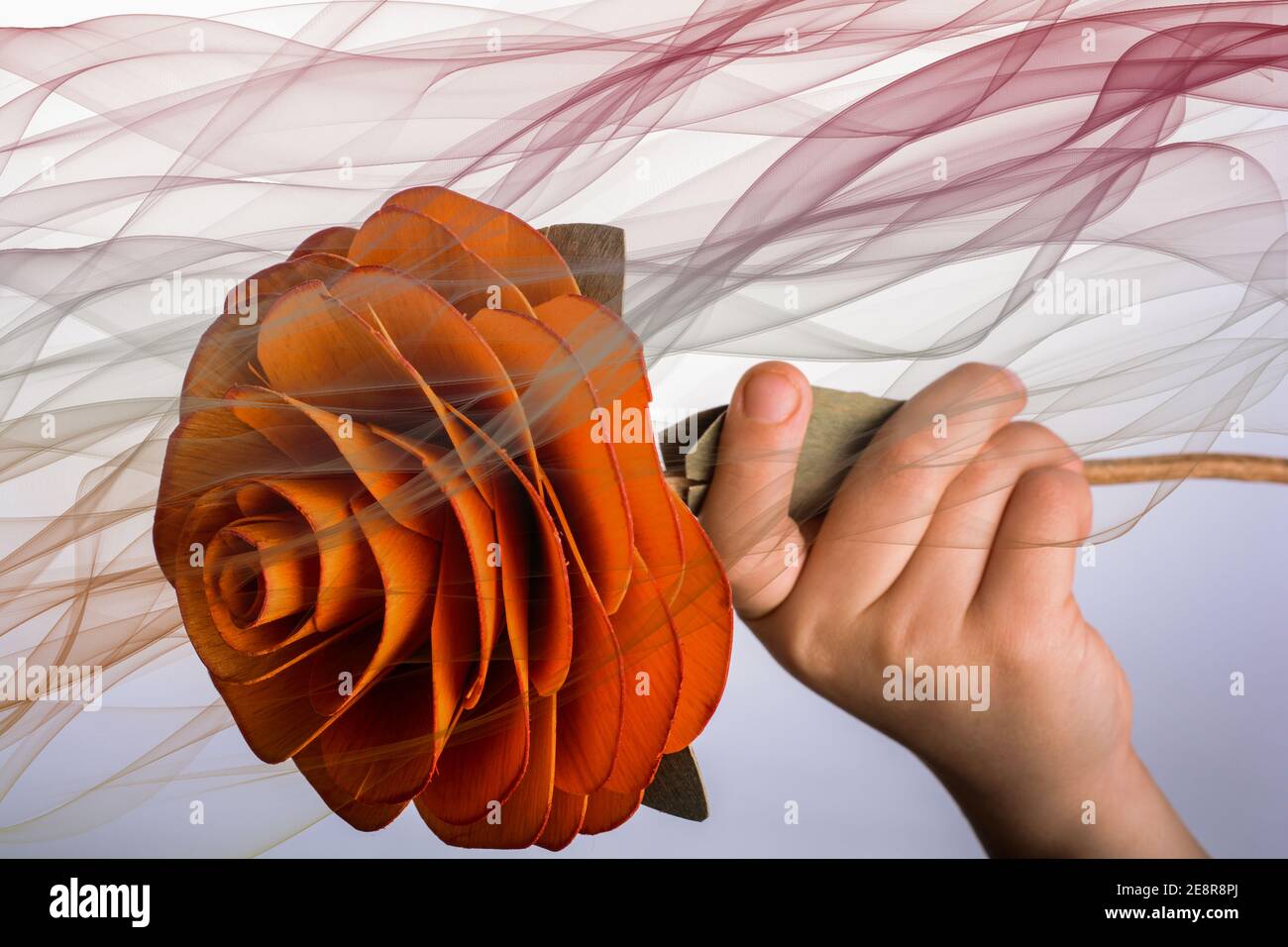 Beautiful colorful wooden fake rose Stock Photo - Alamy