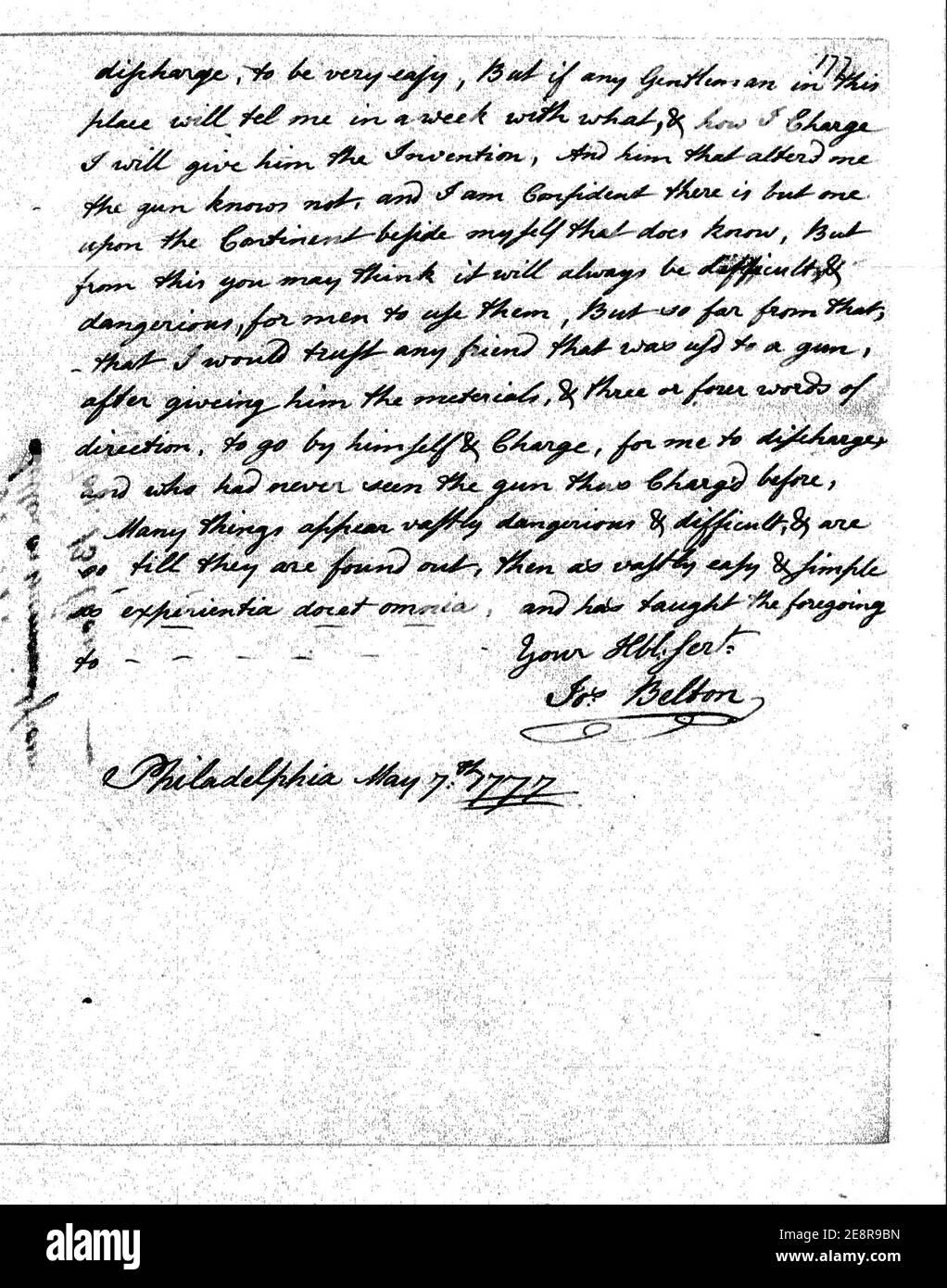 Misc Ltrs to Congress 1775-89 B, 1775-80 (Vol 2) Page 177 enhanced. Stock Photo