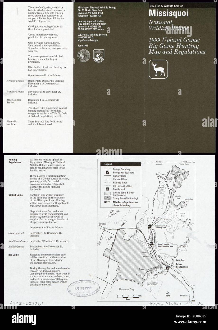 Missisquoi National Wildlife Refuge 1999 upland gamebig game hunting