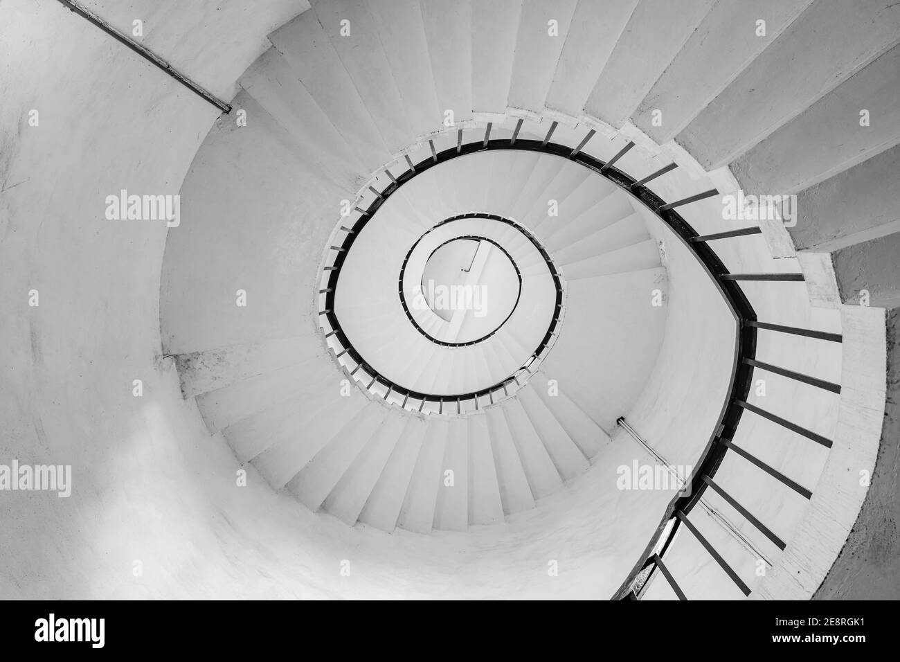 Spiral staircase in black and white. Stock Photo