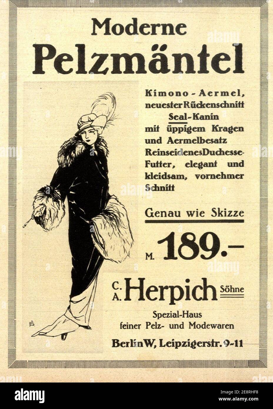 Moderne Pelzmäntel von C. A. Herpich Söhne, 1913. Stock Photo