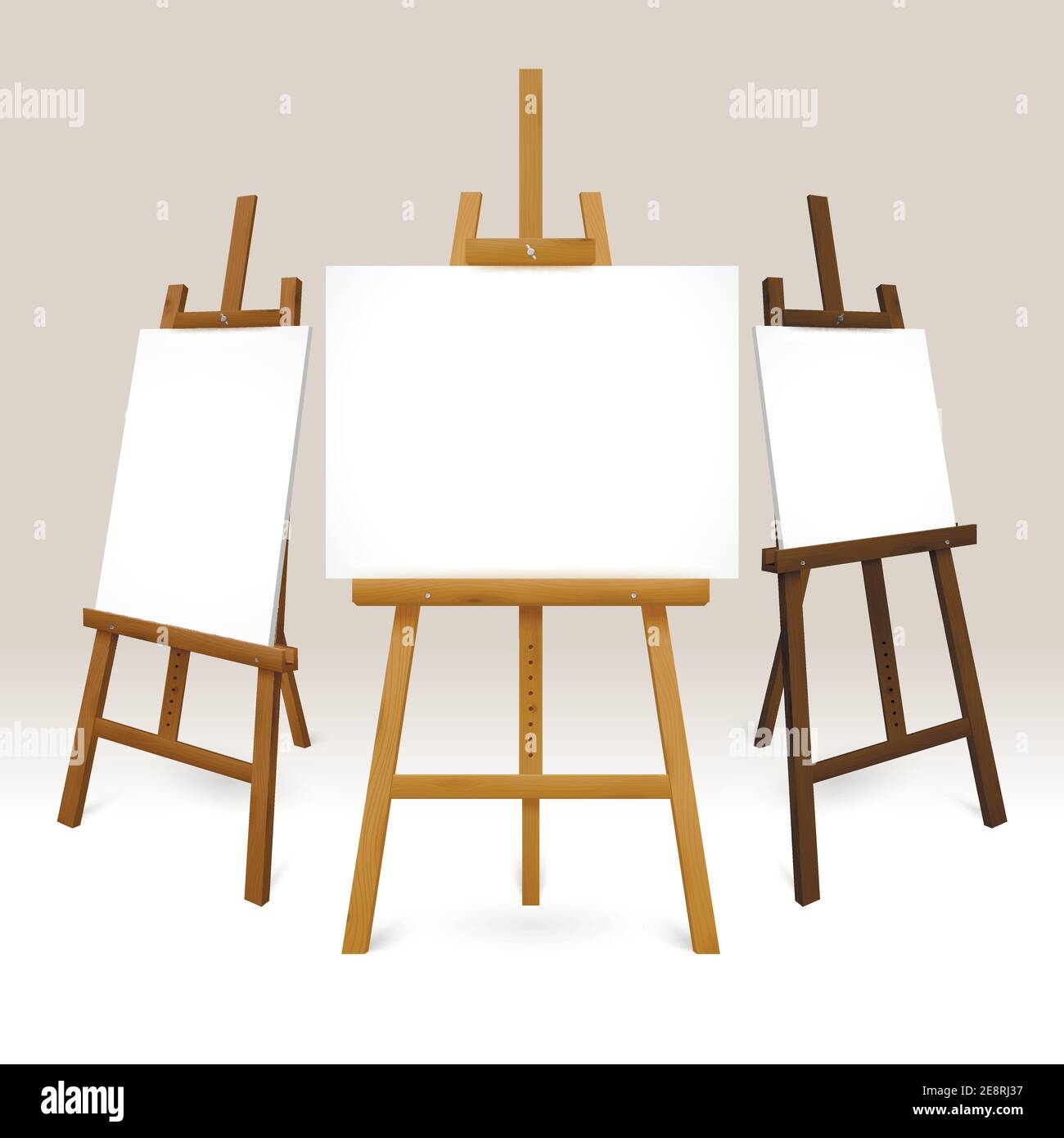 Wooden easel set with blank white canvases represented from different sides  isolated vector illustration Stock Vector Image & Art - Alamy
