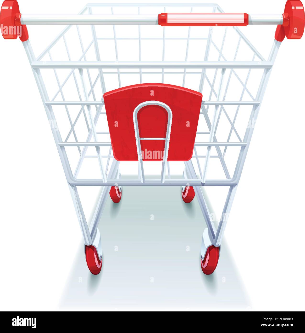 Supermarket grocery coated wire shopping pushcart with red plastic ...