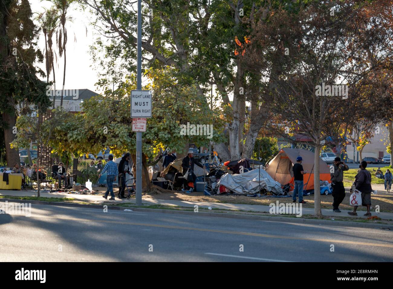 Los Angeles, CA USA January 10, 2021 Homeless encampment at