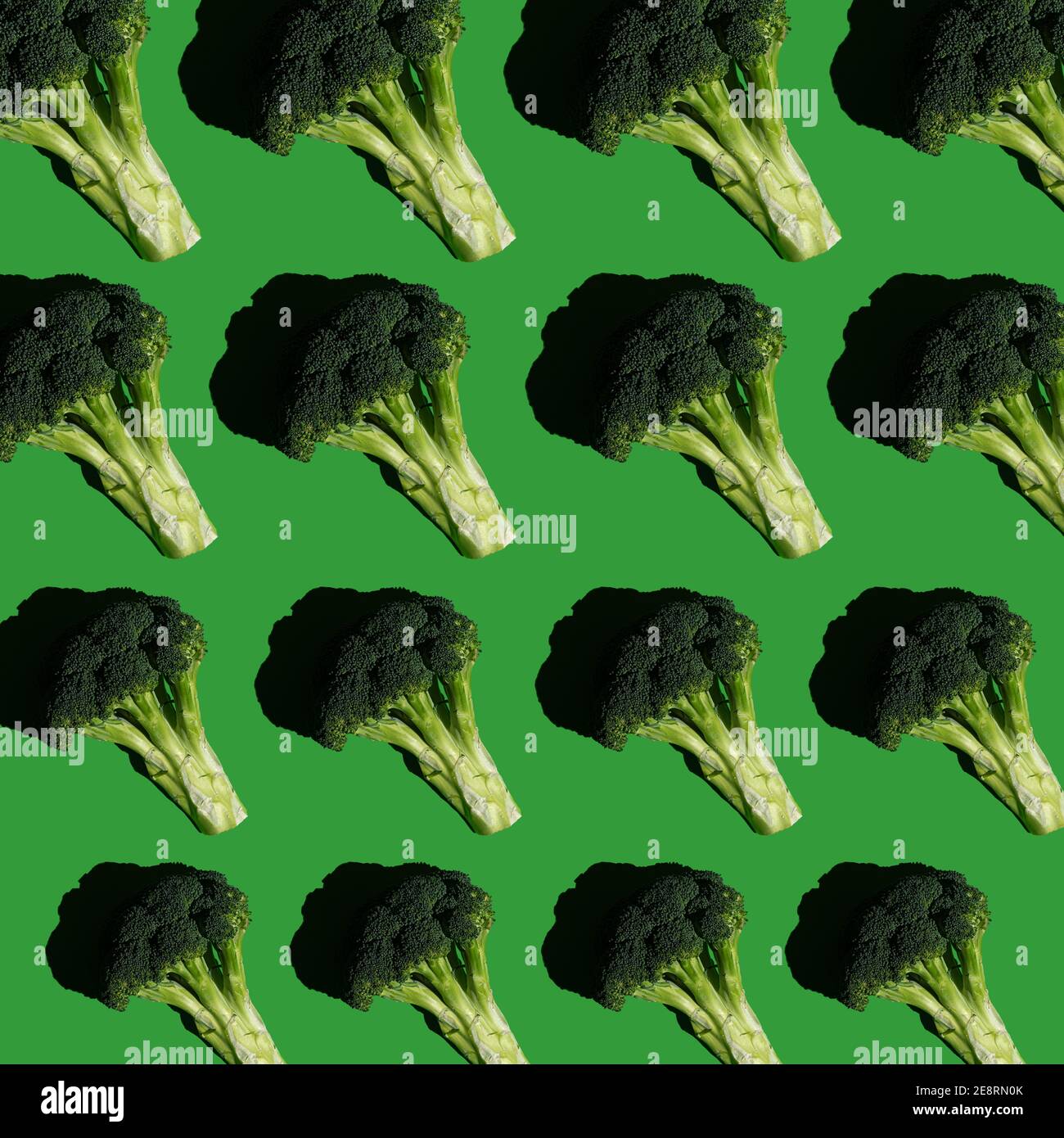 Broccoli pattern on a solid green background. Healthy diet. Colorful ...