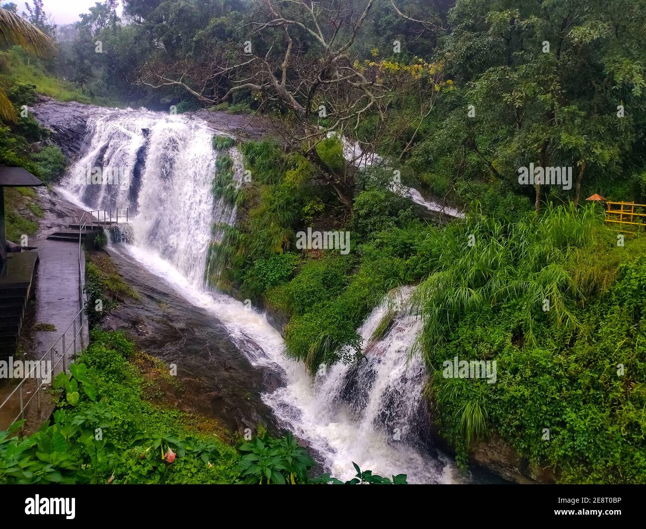 Beautiful Water Falling on Monsoon Rain Fall. Kerala Water Falls Slow