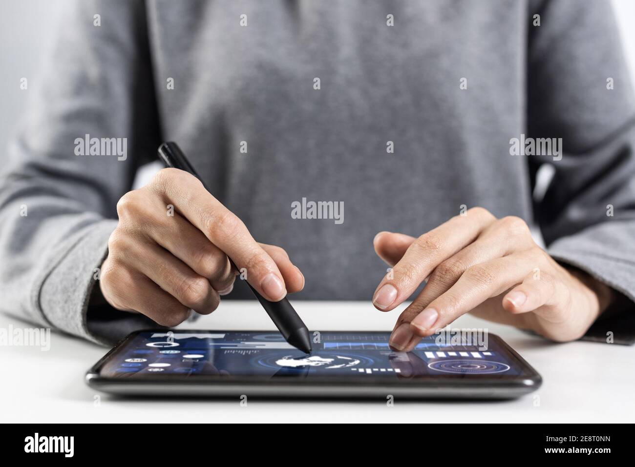 Tablet computer for financial data analysis Stock Photo Alamy